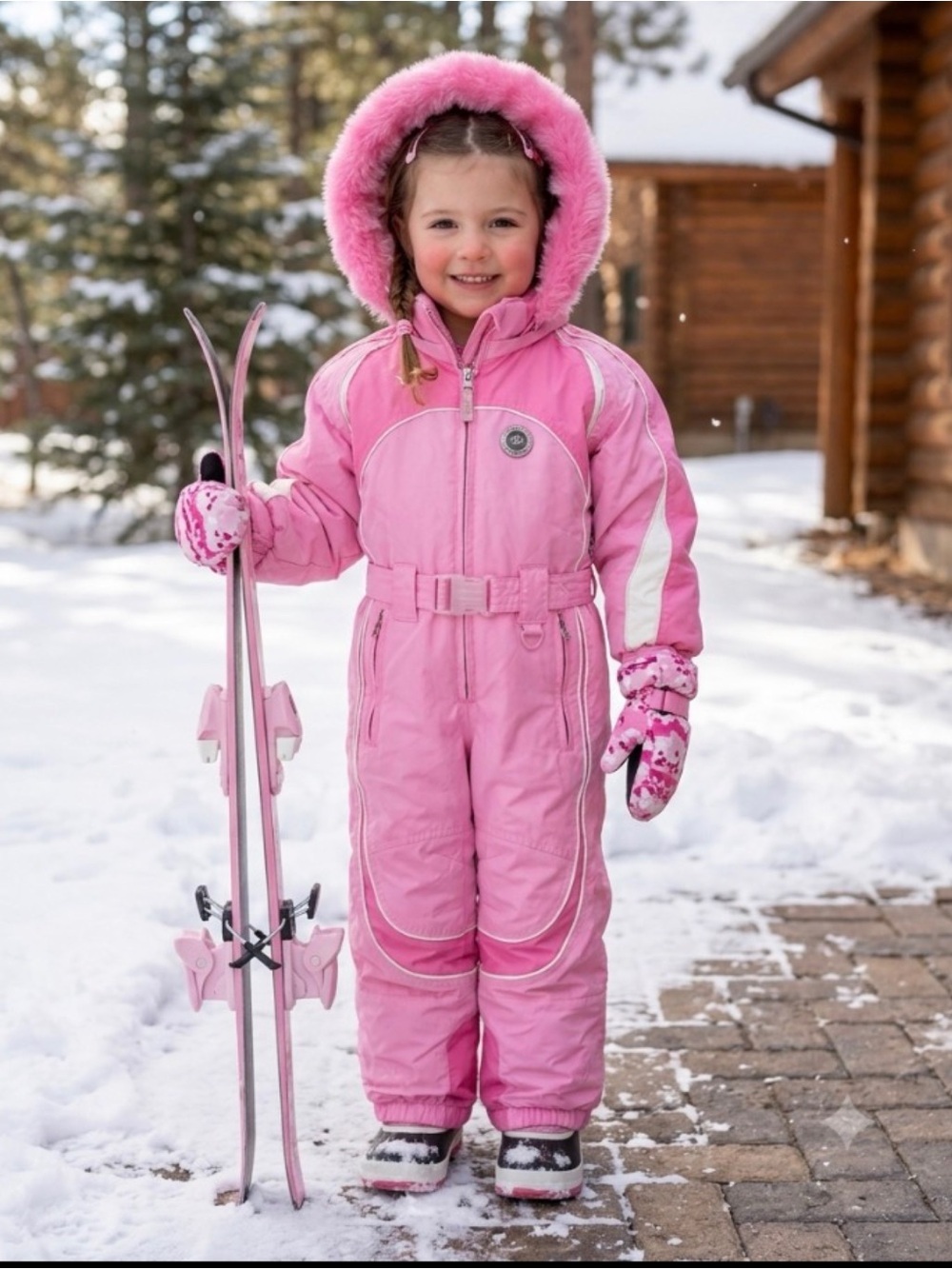 Obermeyer Preschool Girls Pink Belted One-Piece Ski Snow Gorpcore Suit Size 2